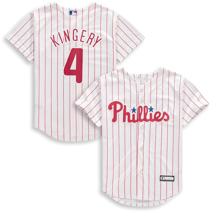 Youth Philadelphia Phillies #4 Scott Kingery Majestic White Home Cool Base Replica Player MLB Jerseys